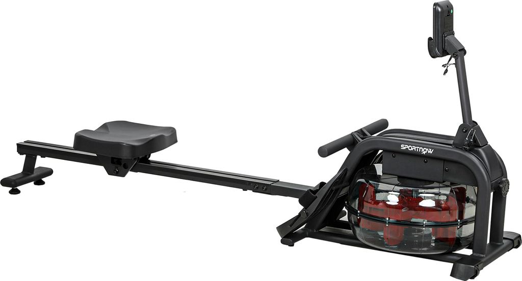 Rudergerät für Training, Rudermaschine mit 6-11 L Wassertank, LCD-Monitor, Handyhalter, 135 kg Tragfähigkeit, Stahl, Schwarz