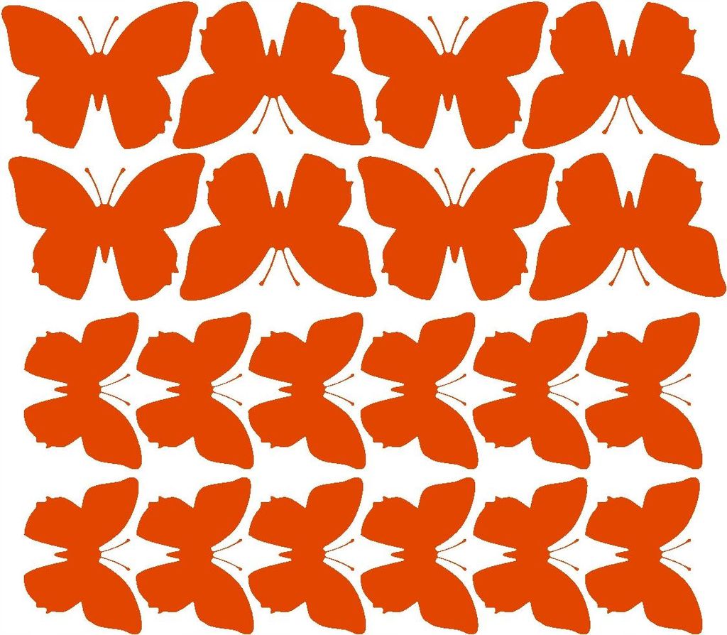 Schmetterlings-Wandaufkleber, große Aufkleber, 20 Stück, orange matt