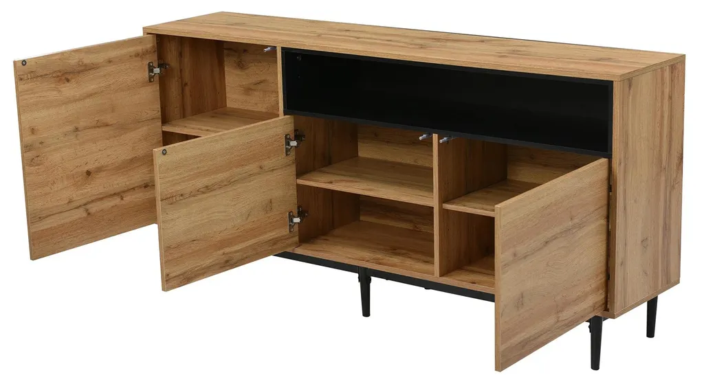 Enfilade scandinave 3 portes bois massif 160 cm pour salon et séjour
