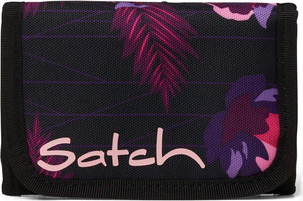 A close-up of a wallet with a floral pattern.
