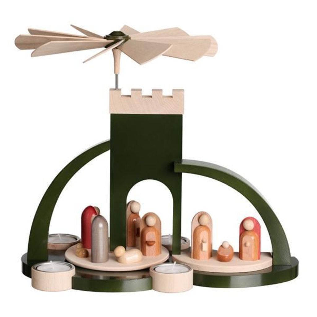 Bogenpyramide Christi Geburt grün BxHxT 33x29x18,5cm NEU