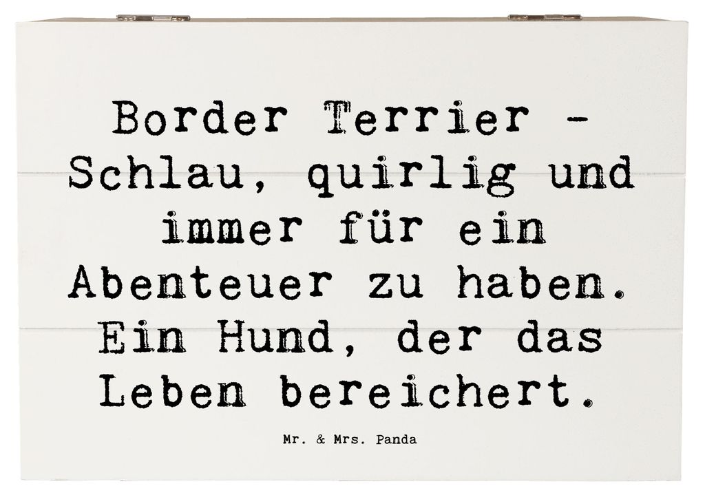 Mr. & Mrs. Panda Holztruhe Spruch Border Terrier Abenteuer 22 x 15 cm - Weiß - Geschenk, Hunde, quirlig, raues Fell, box holz, Hunderassen, aufbew...