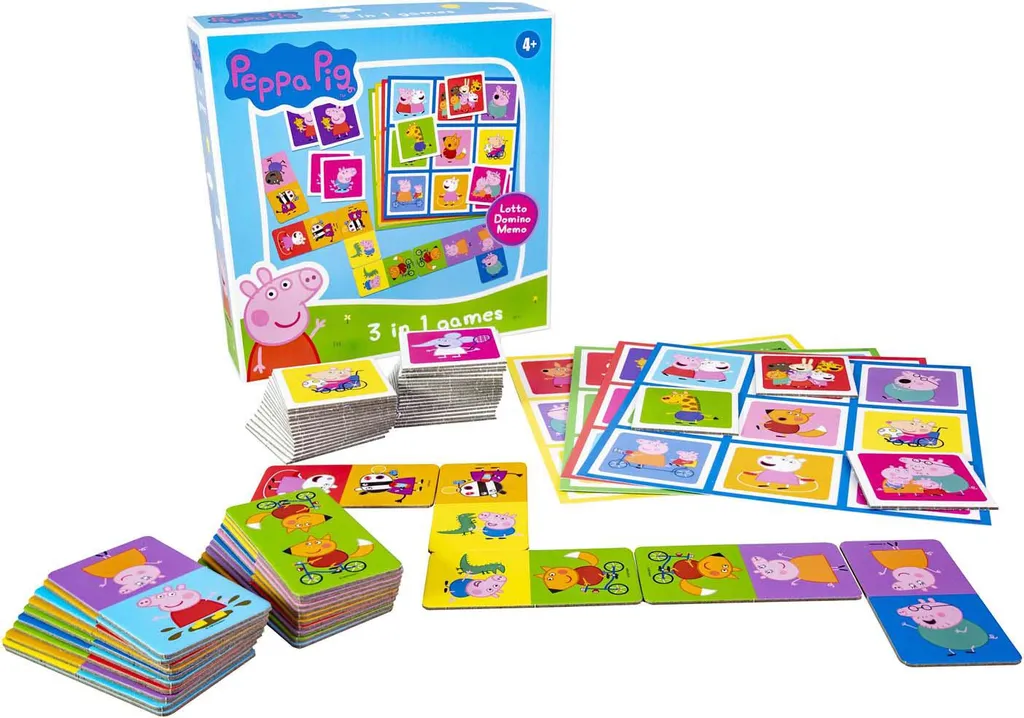 Jeu de mémo loto domino Peppa Pig 3 en 1 évolutif en carton rigide