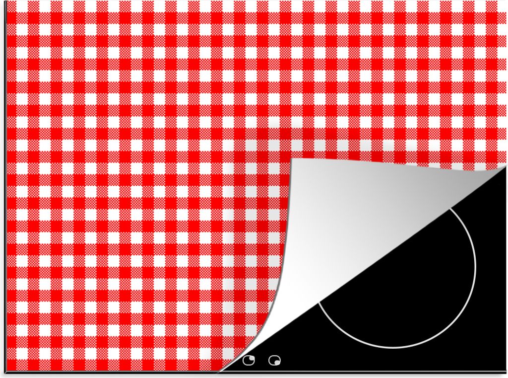 KitchenYeah Herdabdeckplatte Rot - Rustikal - Muster , 71x52cm, Küche Deko, Ceranfeld Herdabdeckung, Abdeckplatte fùr Kochfeld
