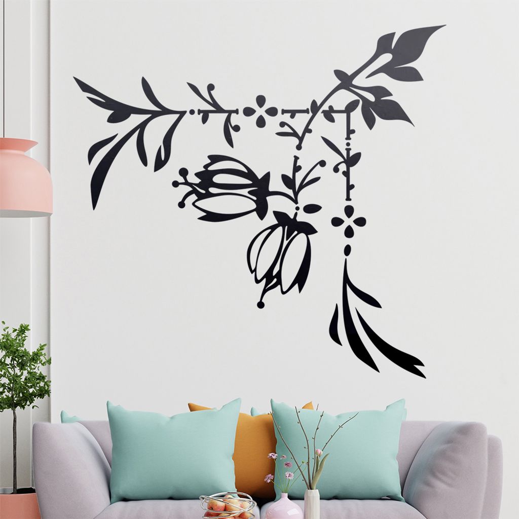 Blumenranke - Linien Wandtattoo in 6 Größen - Wandaufkleber Wall Sticker - Dekoration, Küche, Wohnzimmer, Schlafzimmer, Badezimmer