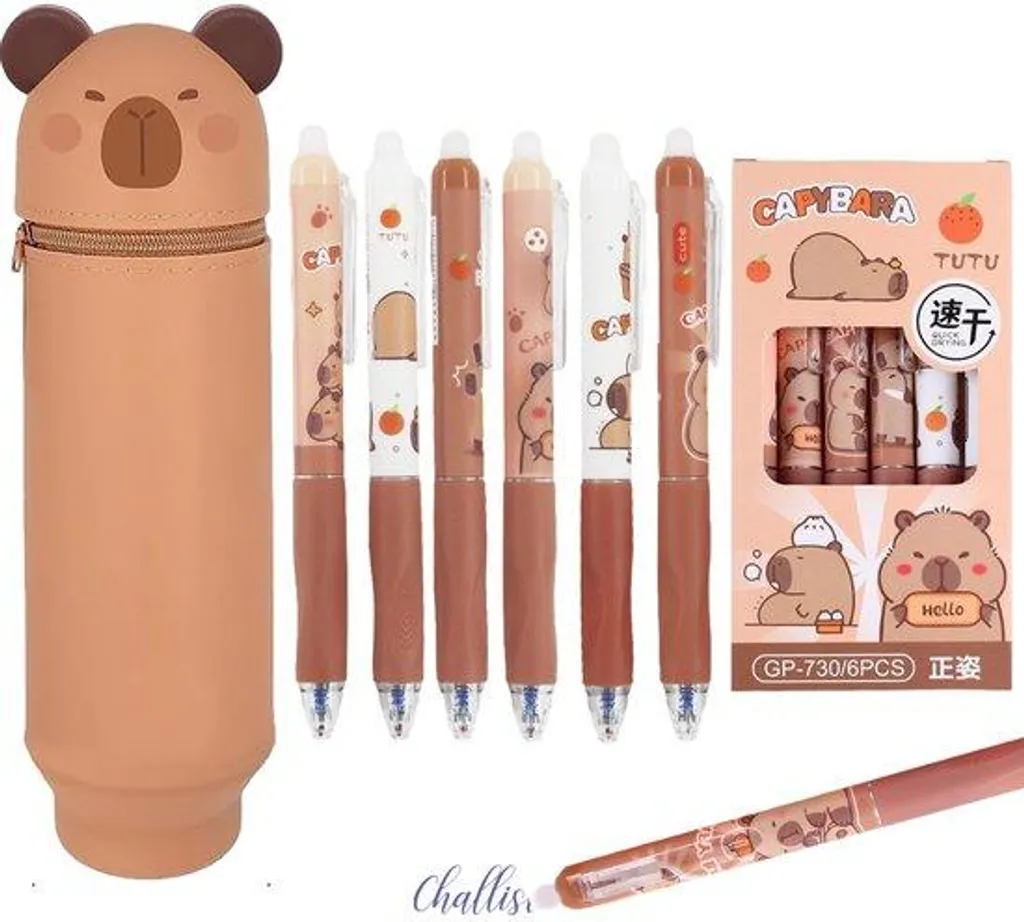 Trousse scolaire en silicone à compartiments pour stylos gel lavables
