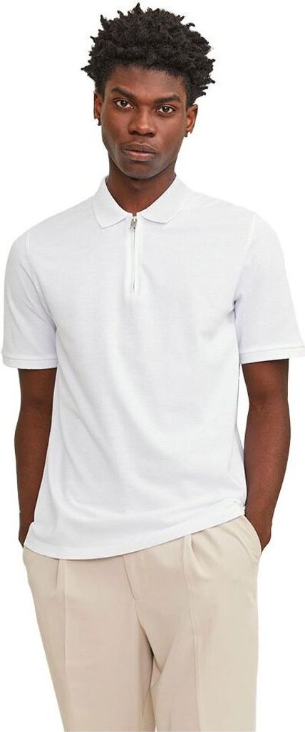 Jack & Jones Mac Zip Kurzarm-poloshirt Weiß XS Mann Weiß XS