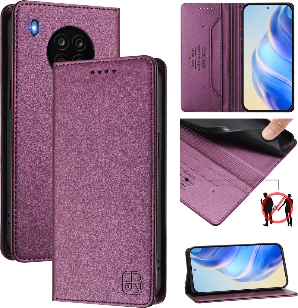 Lederhülle für Huawei Nova 8i/Honor 50 Lite Hülle Flip Produktbild 