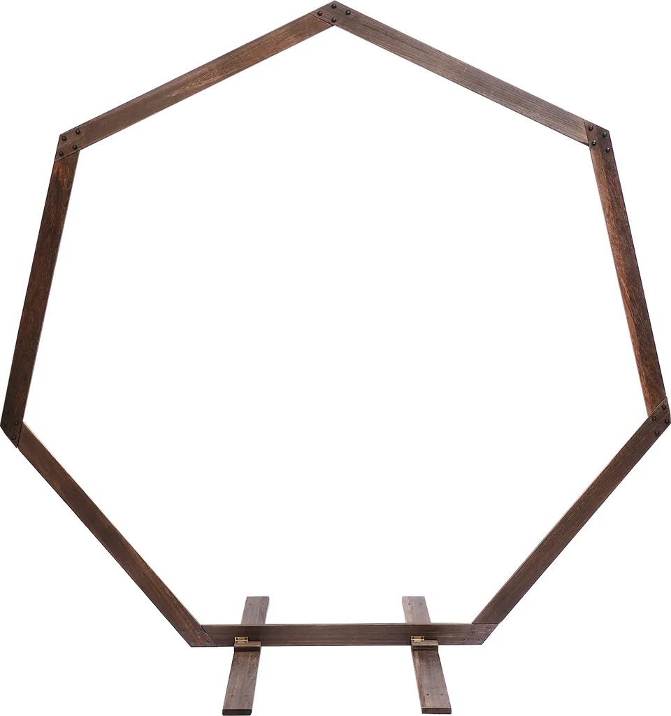 Arche heptagonale 2,24m bois brun robuste pour décorations ballons - 3