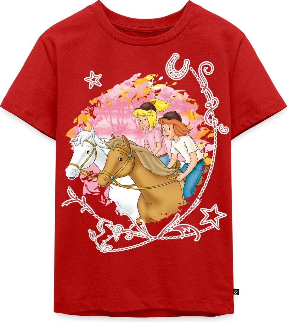 Spreadshirt Bibi Und Tina Wettreiten Im Wald Kinder Premium T-Shirt, 110/116 (4 Jahre), Rot