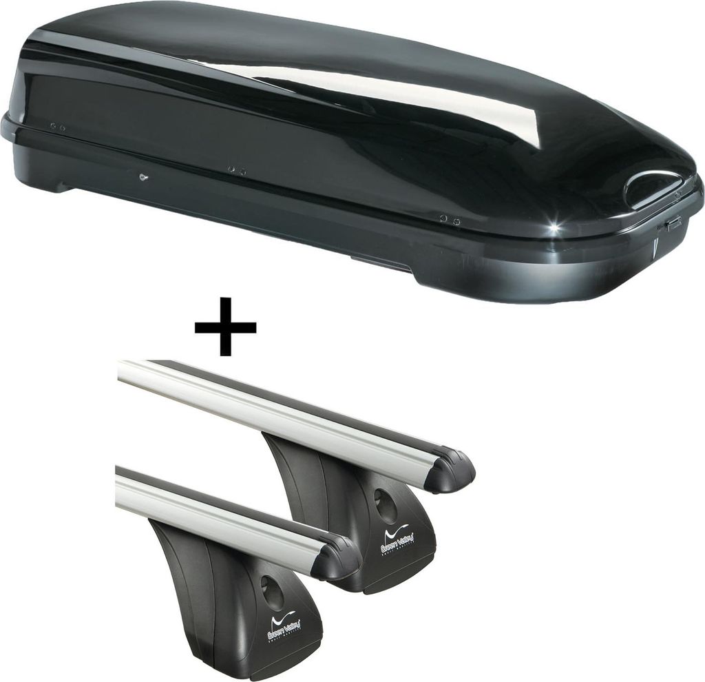 Dachbox VDPFL580 580Ltr schwarz glänzend + Aluminium Dachträger Aurilis VDP kompatibel mit für Citroen Xsara Picasso (5Türer) 1999-2010