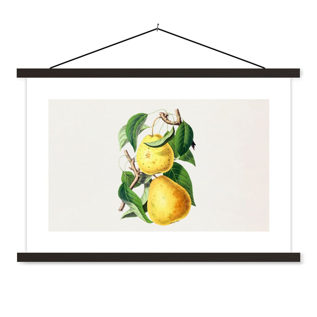 MuchoWow Textilposter Birnen - Obst - Gesund 60x40 cm mit schwarzem Rahmen - Hölzernes