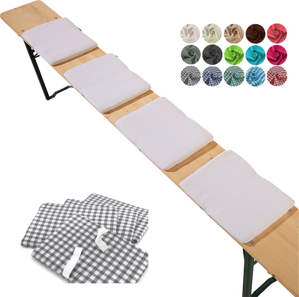 heimtexland Sitzkissen 4er Set Bierbank Polster Auflage Bierzeltgarnitur Garten Deko Kissen Typ859 Weiß