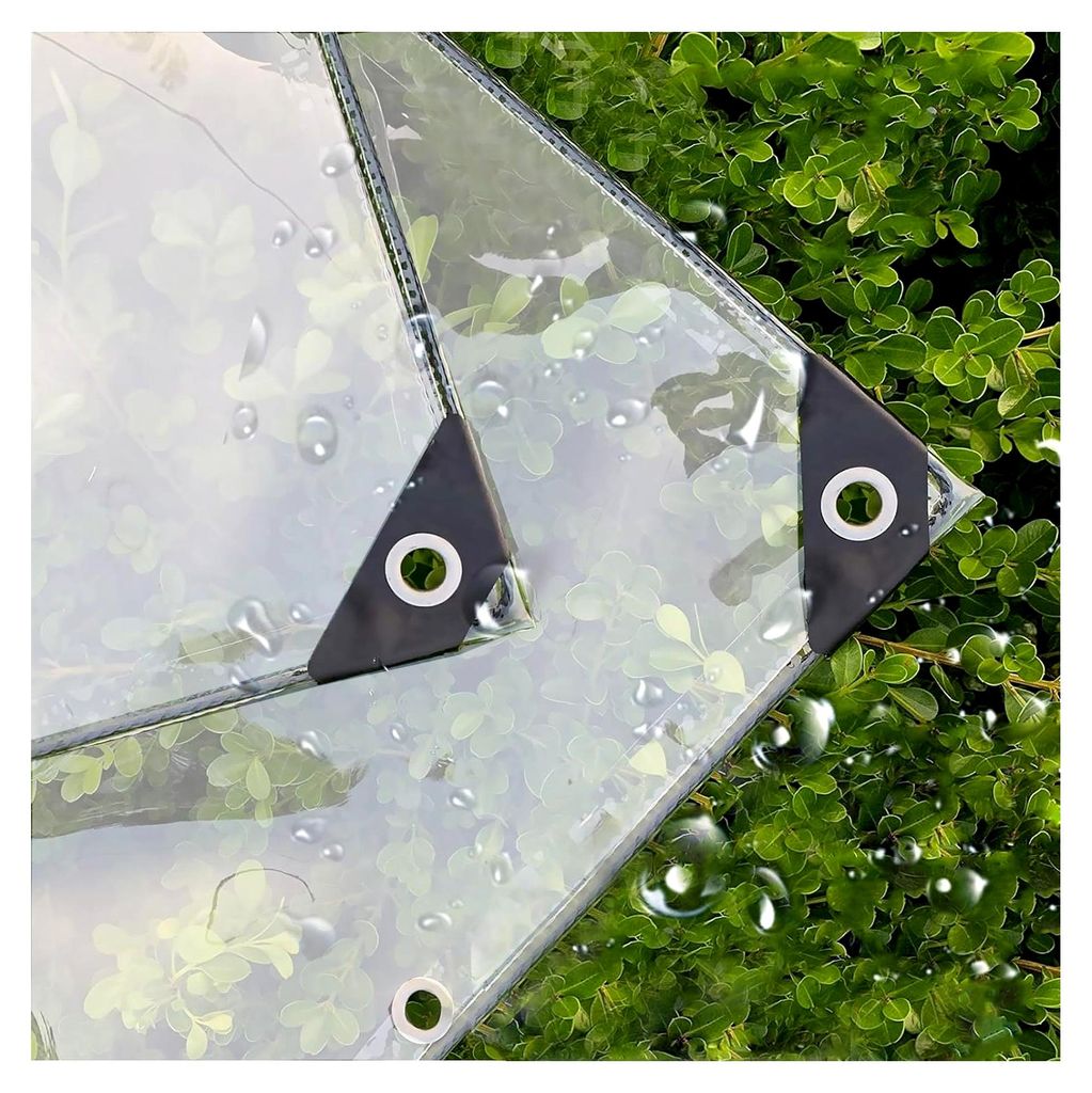 Wasserdichte transparente PE-Plane mit Ösen | Wetterfest, faltbar, Schutz für Gartenmöbel, Pflanzen und Gewächshäuser, geeignet für Camping u...