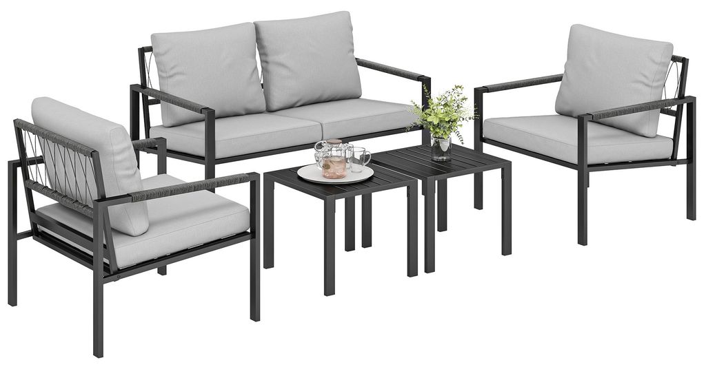 Outsunny Gartenmöbel Set 4 Personen wetterfest Produktbild 