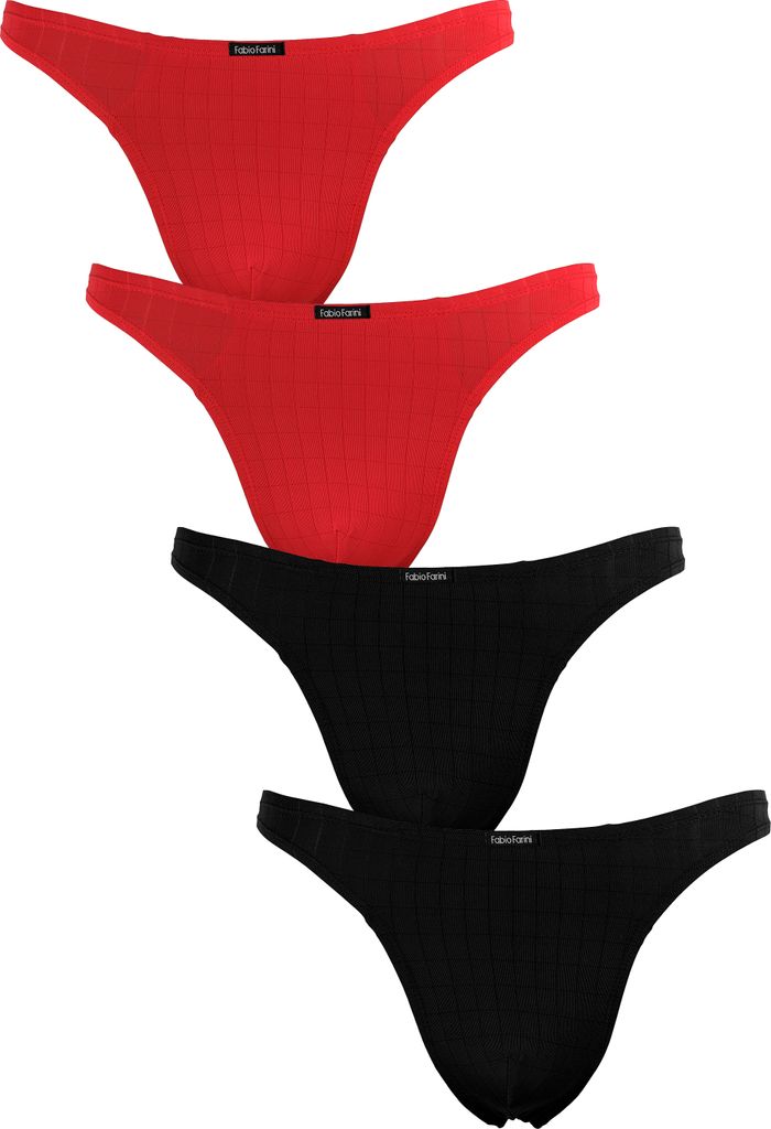 Fabio Farini - 4 Stück Herren Unterhosen - Männer Tangas aus atmungsaktiver Mikrofaser im sportlichen Look mit Karo-Muster