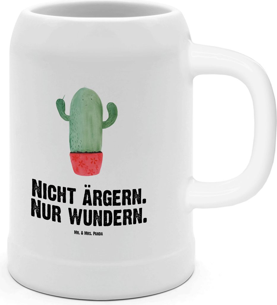 Mr. & Mrs. Panda Krug Kaktus Wut - Weiß - Geschenk, Bier Seidel, Steinkrug, Büro, wütend, Humpen, Kakteen, Kollege, Chefin