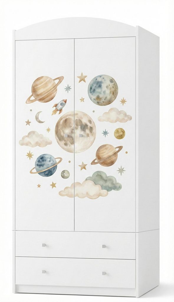 Grande armoire pour enfants blanche 88 x 187 cm, armoire Image du produit 
