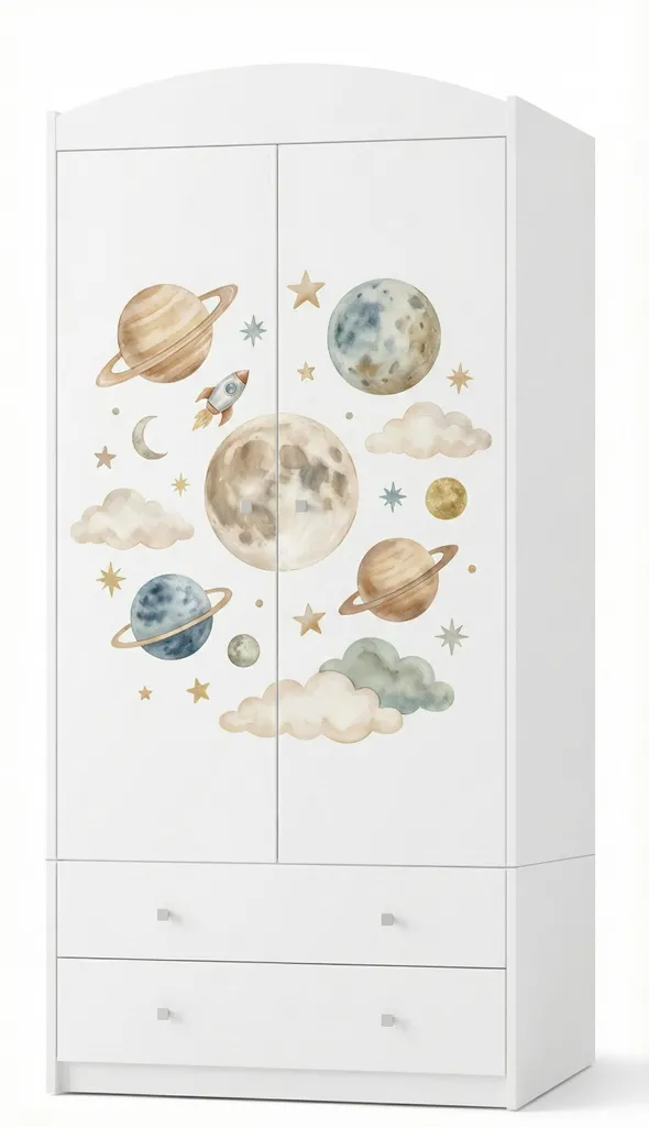 Penderie chambre d'enfant blanche 2 portes Kosmos avec rangements