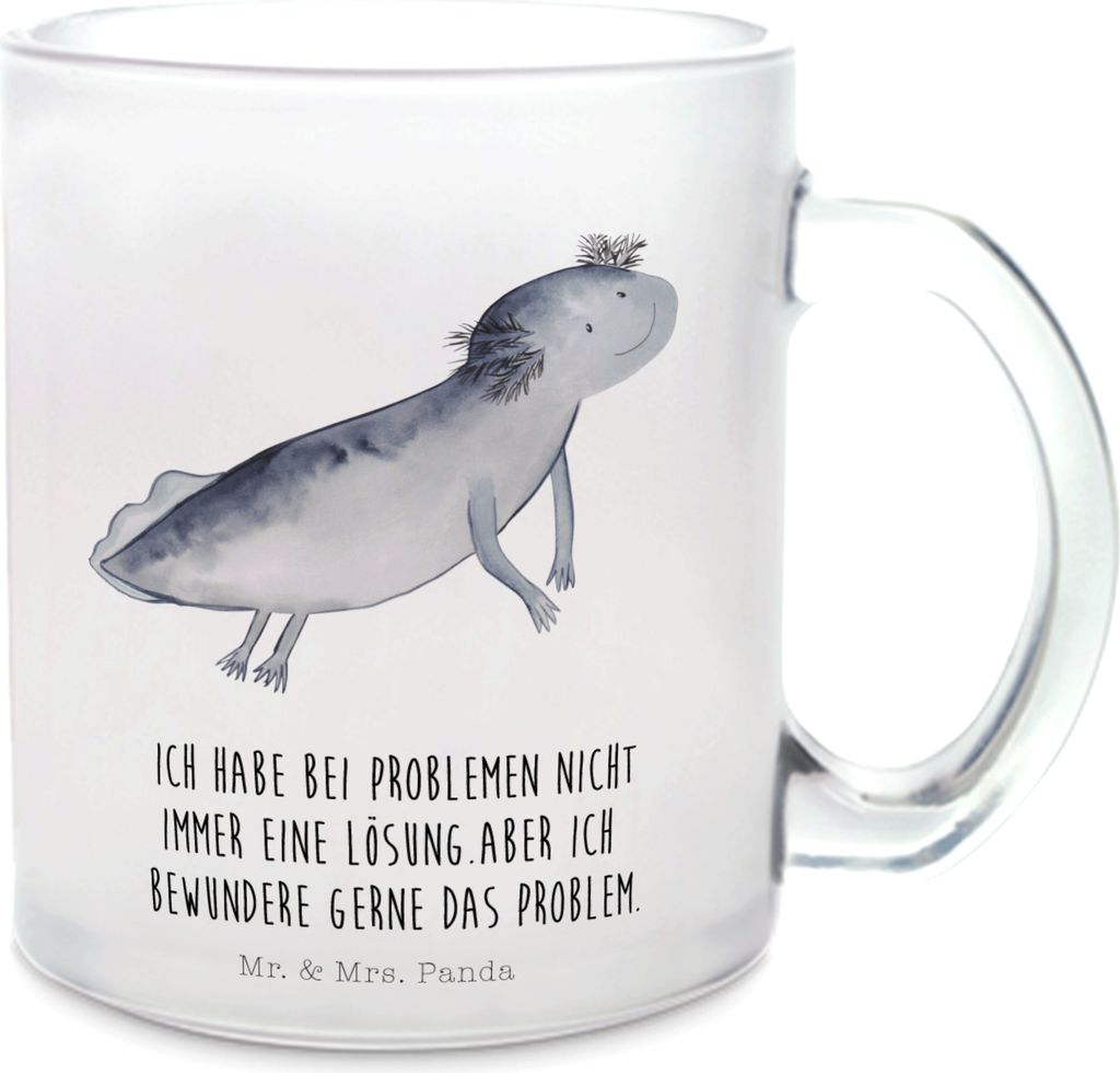 Mr. & Mrs. Panda Haferl Axolotl Schwimmen - Transparent - Geschenk, Teetasse, Motivation, Teeglas, Lösungen, Trinkglas, Lurch, Optimistisch, Häfe...