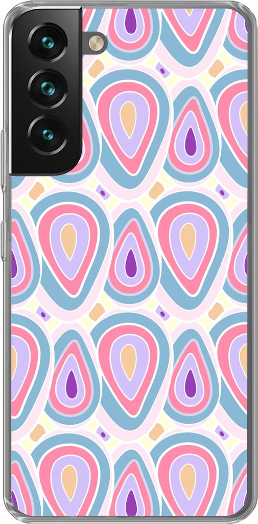 MuchoWow Handyhülle Schutzhülle Hülle für Telefoonhoesje Samsung Galaxy S22 Muster - Achat - Retro - Lila Silikon Softcase Handy Hülle - Mob...