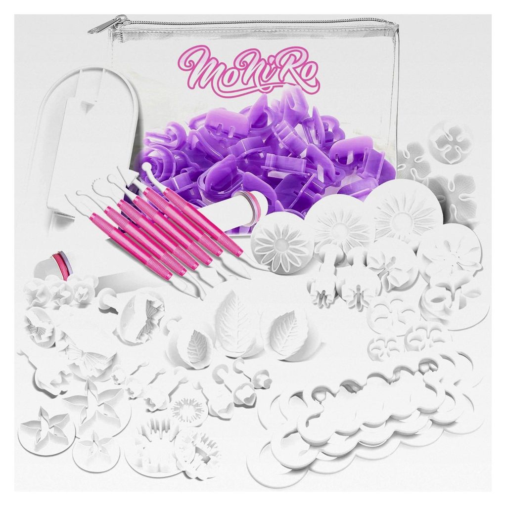98-teiliges XXL Fondant Ausstecher Set - Buchstaben, Zahlen & Ausstechformen für die Tortendekoration