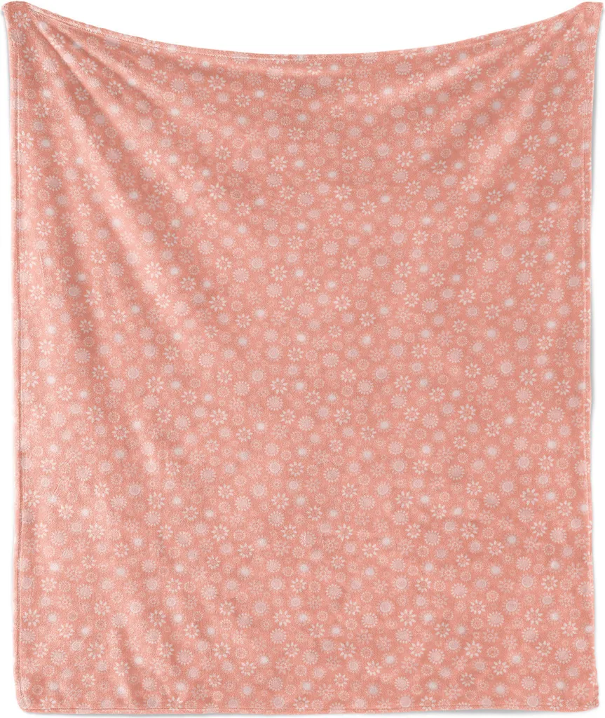 Coperta Pile Viaggio ABAKUHAUS 175x230 Rosso Corallo Floreale