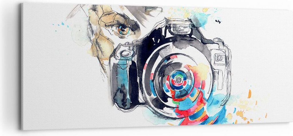 Bild auf Leinwand - Leinwandbild - Fotograf Kamera Fokus Hobby - 120x50cm - Wand Bild - Wanddeko - Leinwanddruck - Bilder - Kunstdruck - Wanddekora...