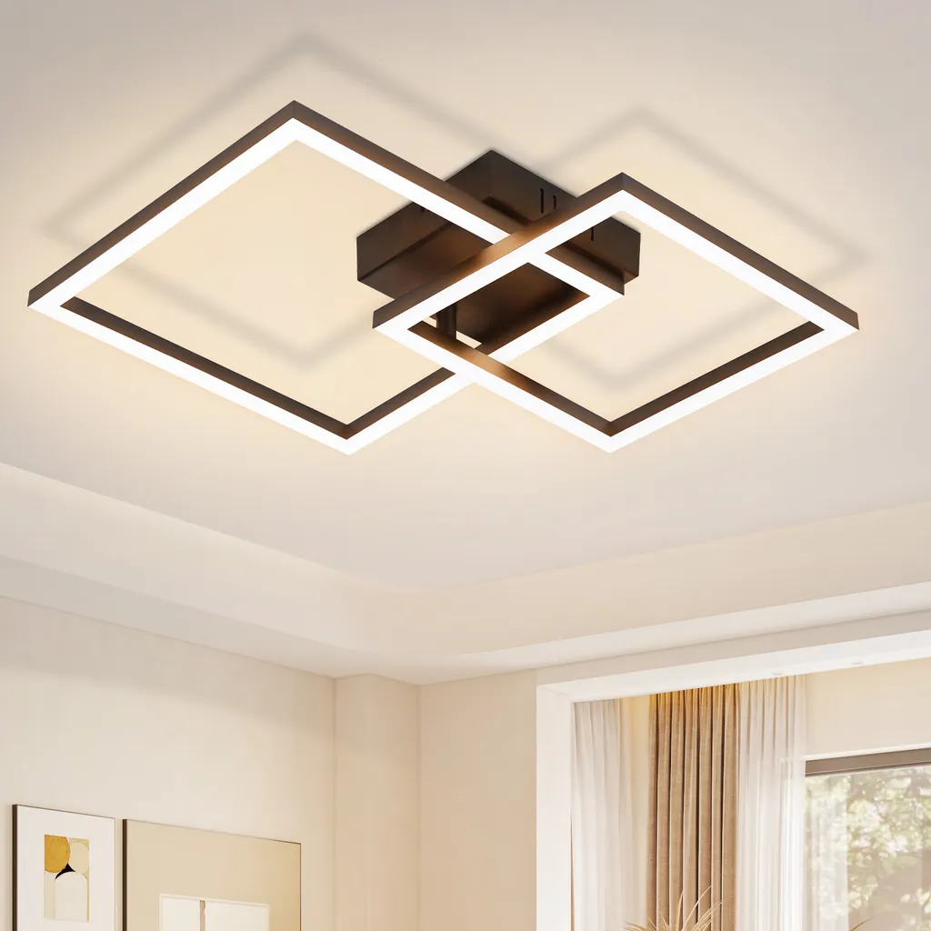Plafonnier Moderne LED 20W Blanc Chaud avec Finition en Métal Noir Mat