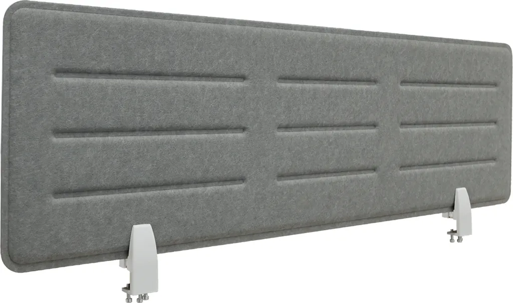 Séparateur de bureau acoustique gris 118cm - Fixation serrage sans trou