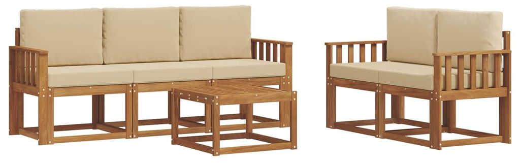 vidaXL Outdoor-Sofagarnitur mit Kissen 6 pcs Natur und Beige