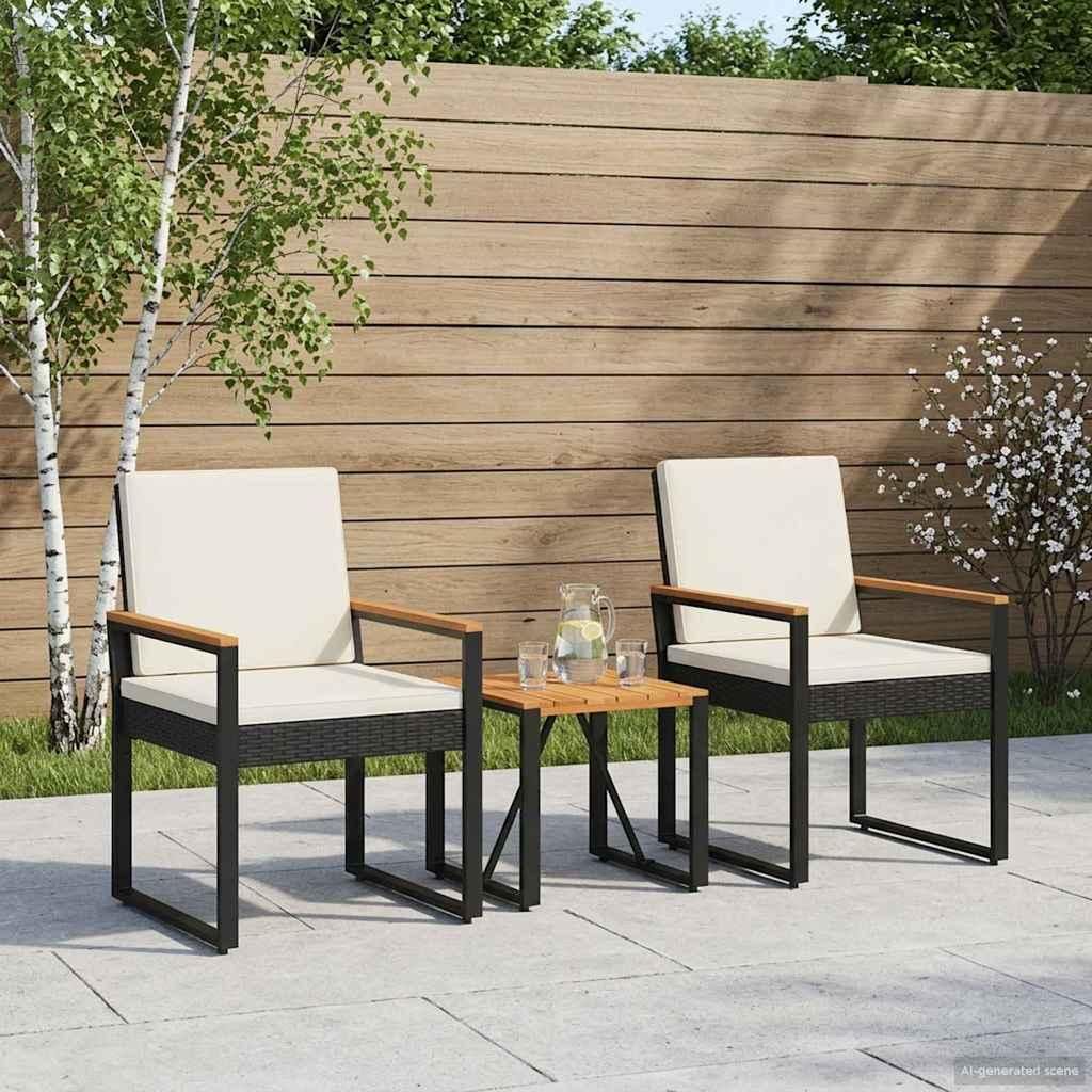 Maison Exclusive - Gartenmöbel Set 3 pcs Schwarz und Cremeweiß Poly-Rattan