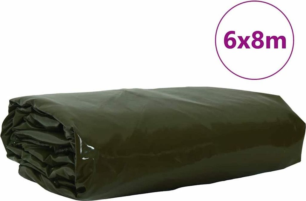 vidaXL Plane 650g / m² Olive Grün 6 x 8 m Canvas mit PVC-Beschichtung