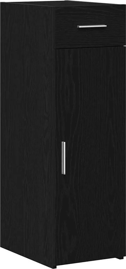 Madia Nera Effetto Rovere 30x42,5 | Mobile Ufficio 3 Cassetti Design