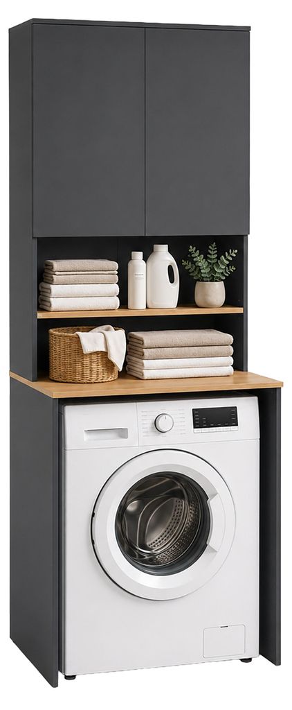 Relaxdays Waschmaschinenschrank, 4 Fächer, HBT 188,5 x 68 x Produktbild 
