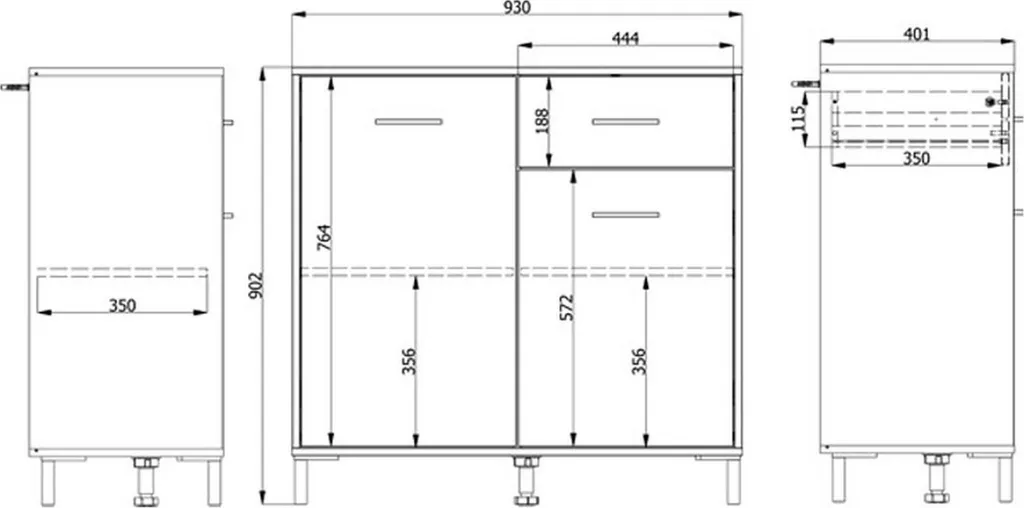 Buffet Blanc Laerruu 90 cm de Haut avec Rangement Double Étagère Robuste - 4