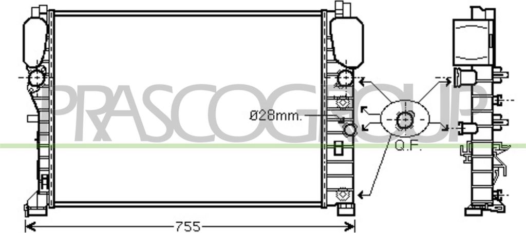 PRASCO ME039R004 Kühler Wasserkühler Motorkühler passend für MERCEDES-BENZ E-Klasse Limousine (W211) E-Klasse T-modell (S211) CLS (C219)