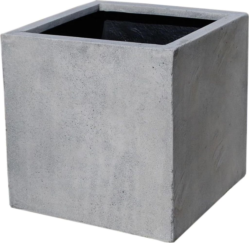 VIVANNO Pflanzkübel Fiberglas BLOCK Würfel, Betongrau Beton-Design - 40x40x40 cm