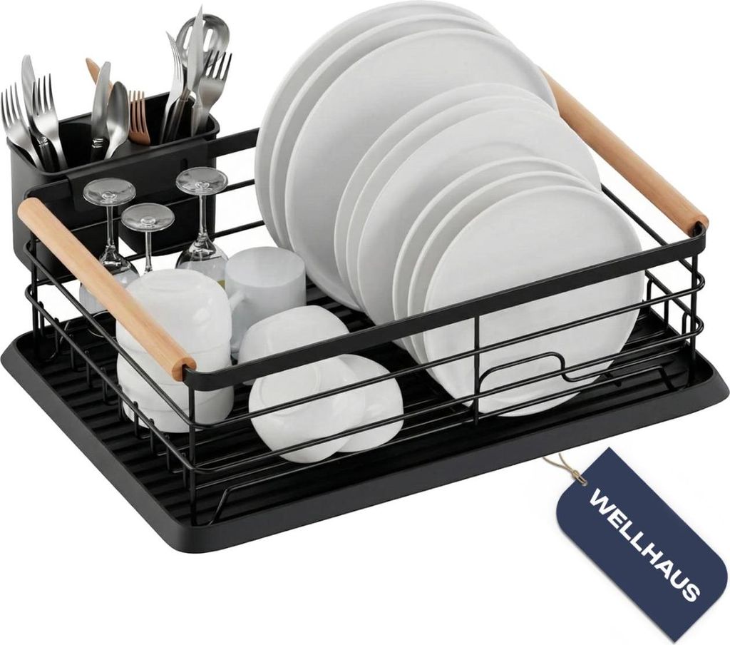 WELLHAUS Odkapávač na nádobí s odkapávací miskou, kovový Obrázek produktu 