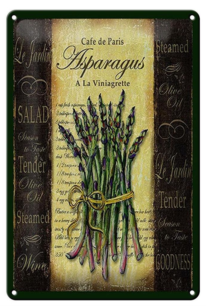 Blechschild Spruch 20x30cm Cafe de Paris Asparagus Spargel