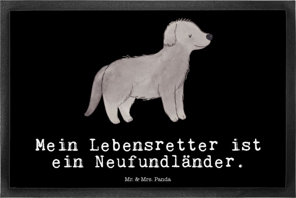 Mr. & Mrs. Panda Fußabtreter Neufundländer Lebensretter 40 x 60 cm - Schwarz - Geschenk, Newfoundland, Schmutzmatte, Bodenvorleger, flurmatte, fu...