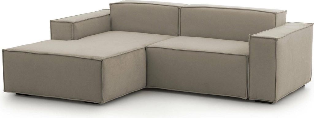 Festes Sofa Nadia, Modulares 2-Sitzer-Sofa mit linker Halbinsel, 100% Italy, Modernes Sofa aus Stoff, Cm 220x170h70, Turteltaube