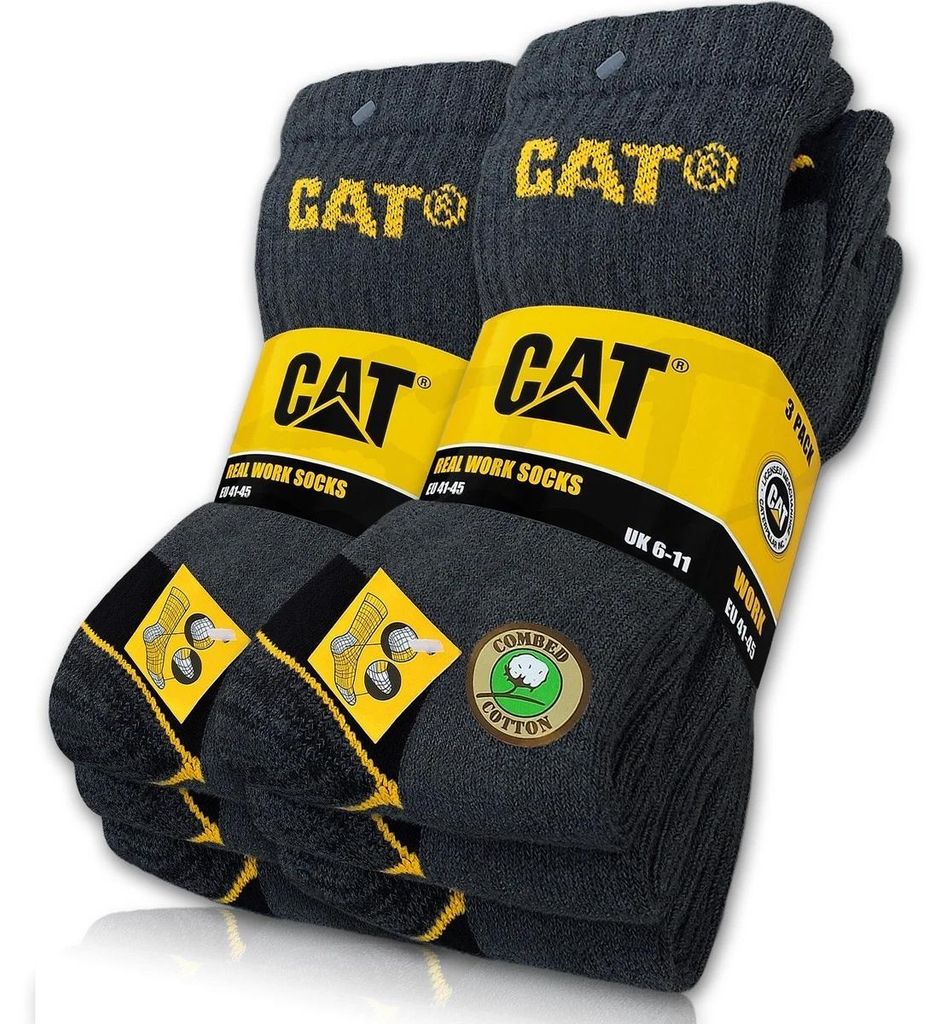6 Paar CAT CATERPILLAR REAL WORK Arbeitssocken Grau Größe Produktbild 