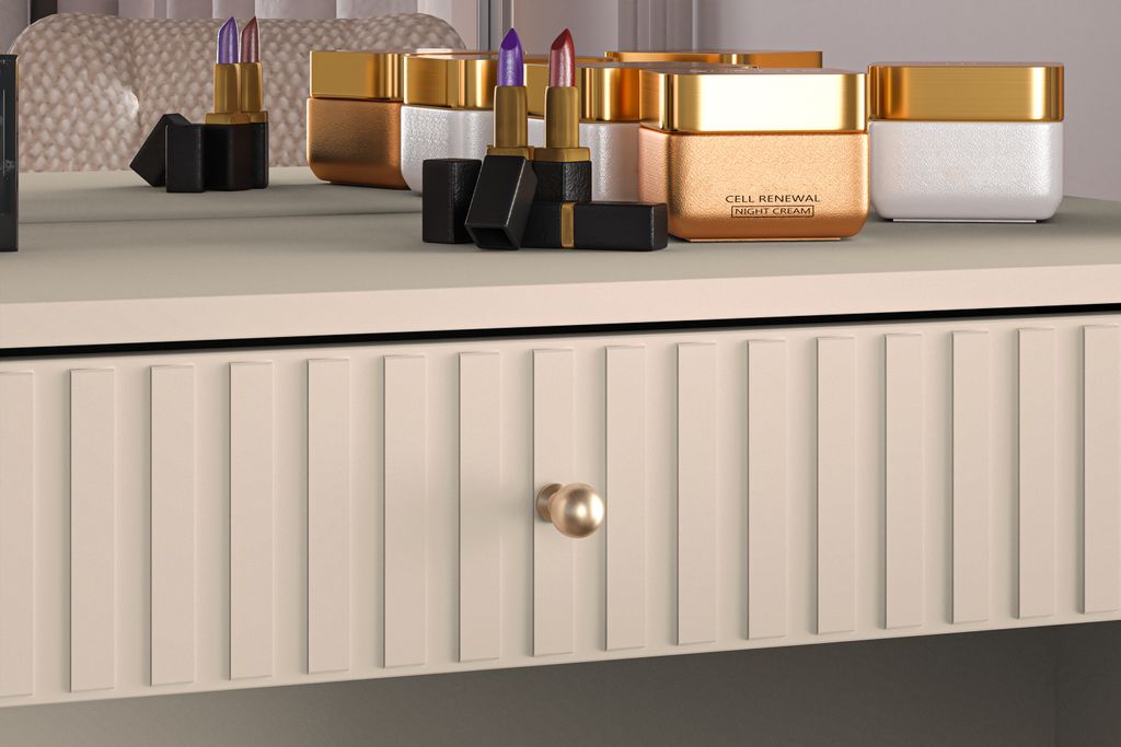 KONSIMO Schreibtisch "DROMA", Creme, Holz, ELEGANT, Produktbild 6