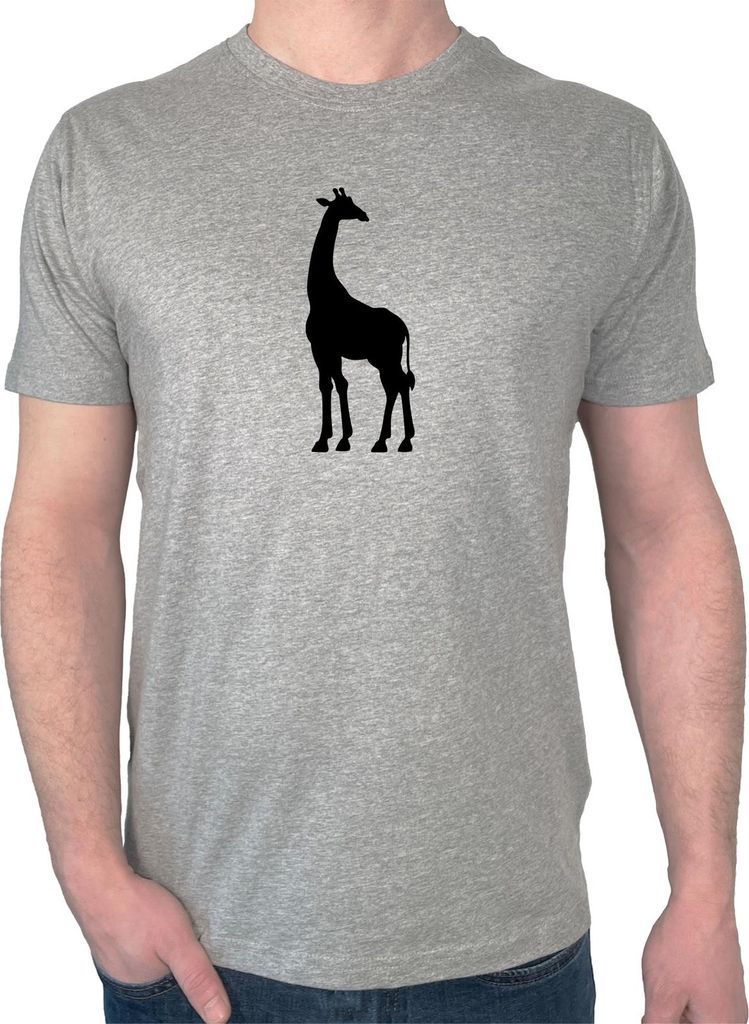 Huuraa Herren T-Shirt Giraffe Silhouette 3XL Sport Grey Bio Baumwolle Fairtrade Herrenshirt Geschenkidee