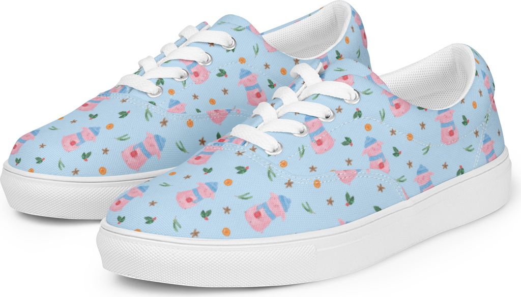 Mr. & Mrs. Panda Sportschuhe Schweinchen Glühwein Größe 37 1/2 - Blau - Geschenk, Weihnachten, Turnschuhe Damen, Sneaker, Spruch, Halbschuhe, St...