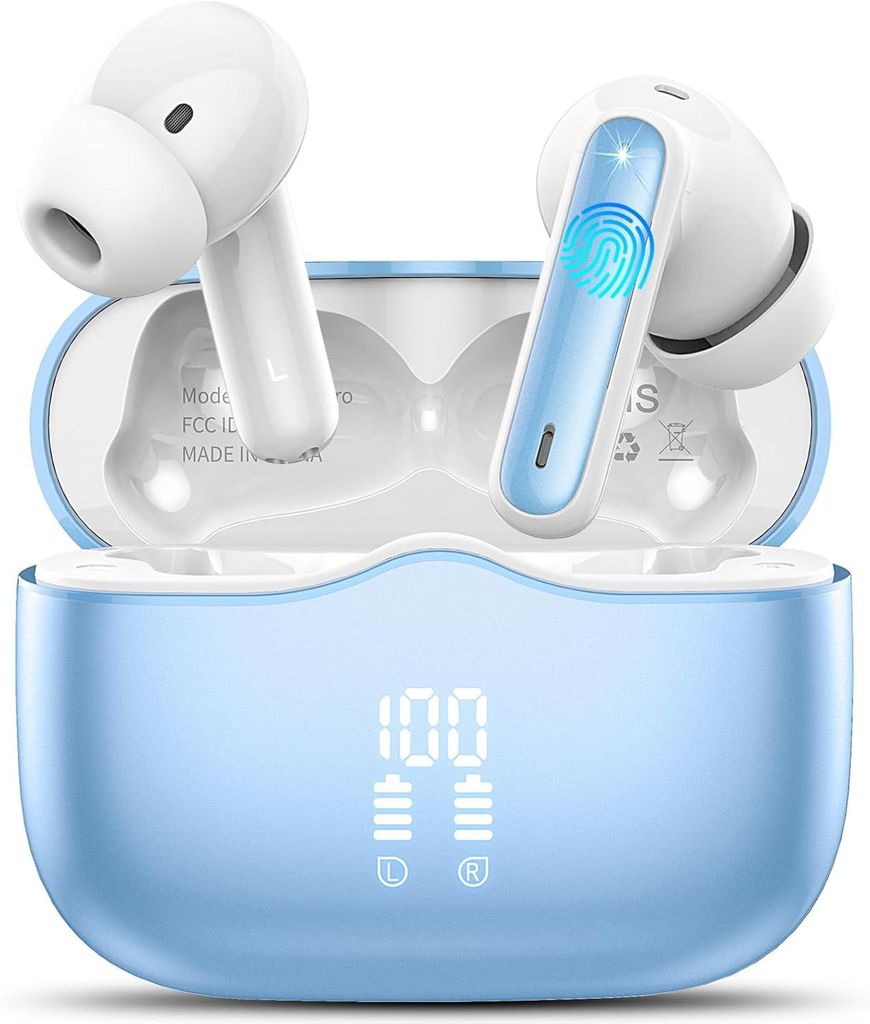 Bluetooth Kopfhörer, Kopfhörer Kabellos Bluetooth 5.3 In Ear Kopfhörer mit 4 ENC Noise Cancelling Mic, Kabellose Kopfhörer Tiefer Bass Wireless...