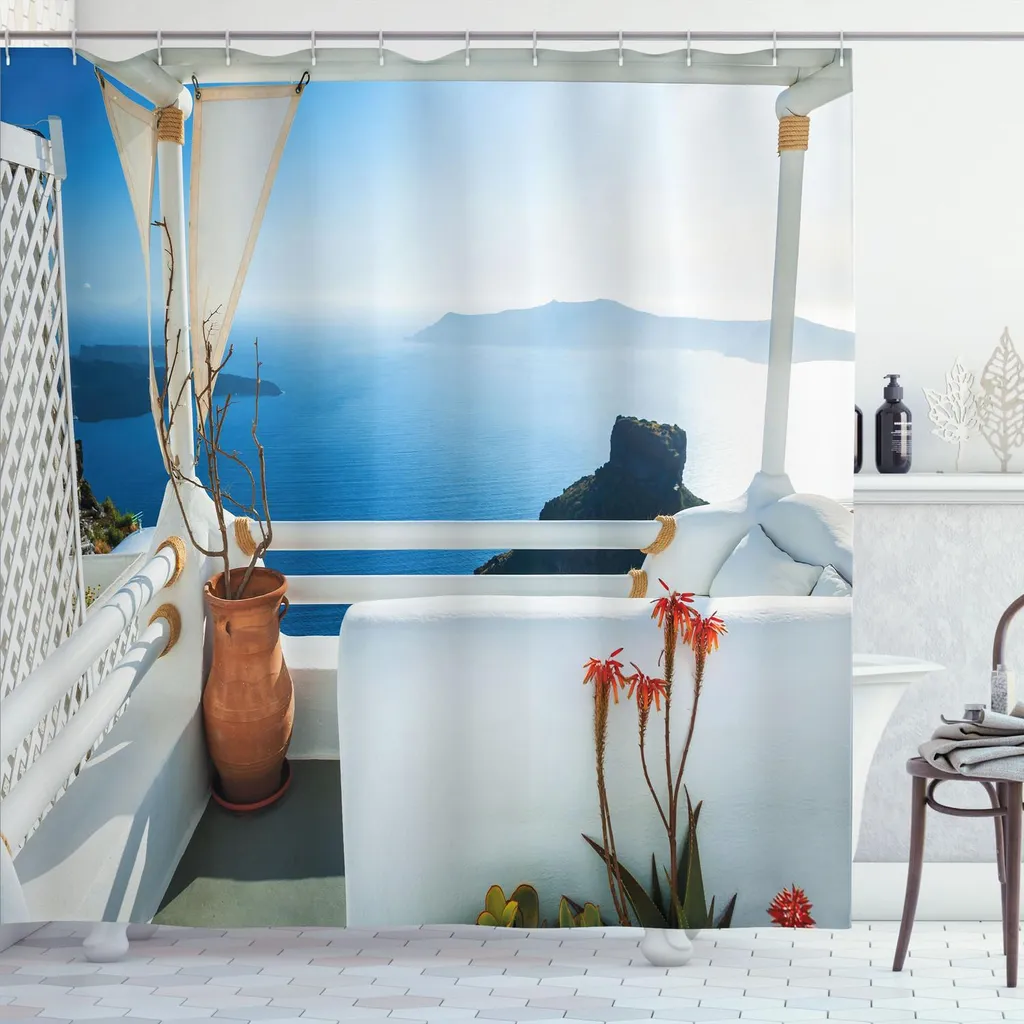 Tenda Doccia Antimuffa ABAKUHAUS 175x200 - Santorini Blu Turchese