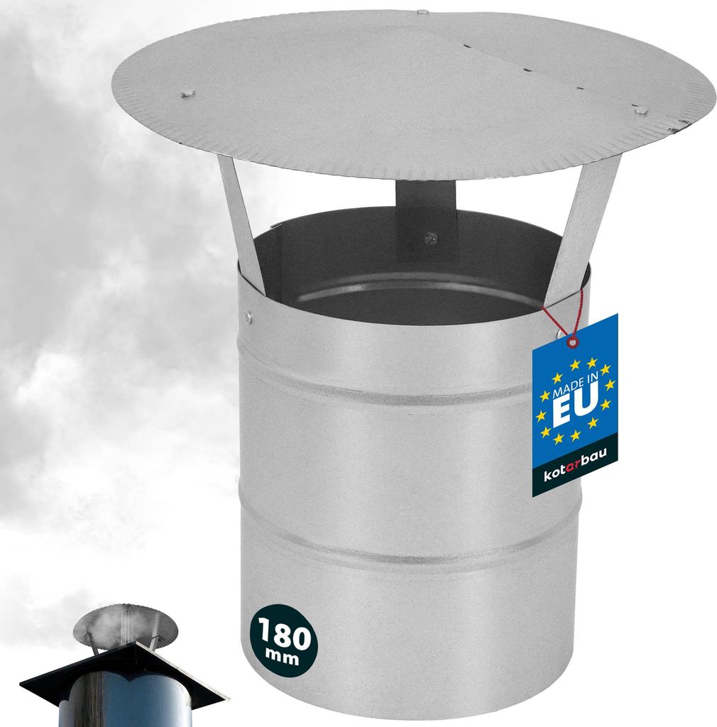 KOTARBAU Schornsteinabdeckung ø 180 mm Kaminhaube Schornstein Regenhaube Kaminabdeckung Schornsteinhaube Kaminaufsatz Rostbeständig verzinkter ...