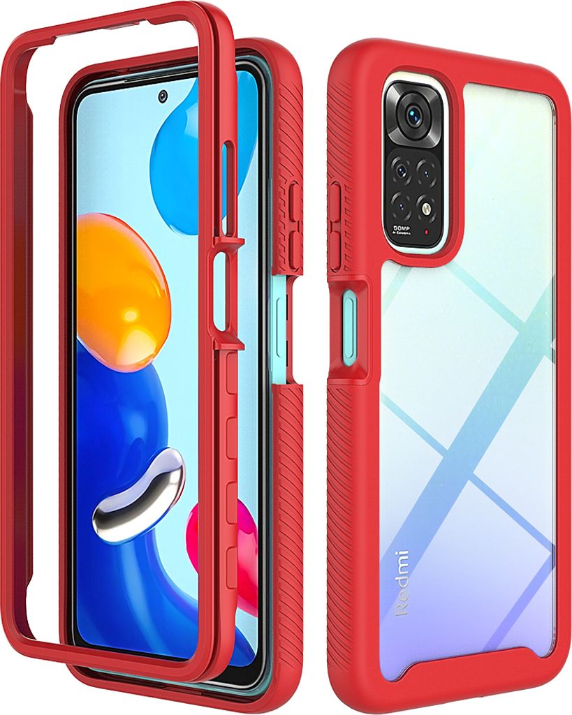 Redmi Note 11S Hülle, Hybrid Transparente Rückseite Robust TPU Bumper Rutschfest Stoßfest Ganzkörper Schutzhülle für Xiaomi Redmi Note 11 / N...